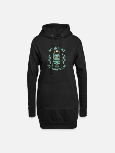 Mitternacht Meownifesting | Creepy Cute - Hoodie-Kleid - Schwarz