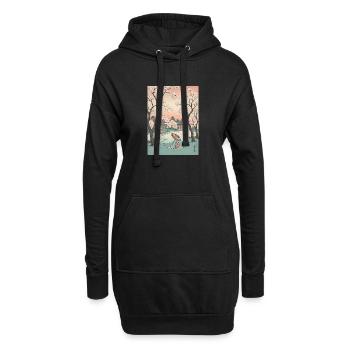 Traditioneller Japanischer Kirschblüten - Hoodie-Kleid - Schwarz - Vorne