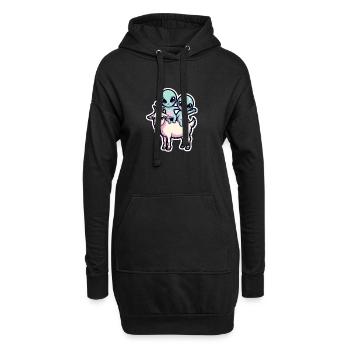 Alien Baby Ziege Lustig - Hoodie-Kleid - Schwarz - Vorne