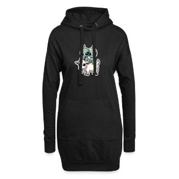 Aliens reiten Ziege - Hoodie-Kleid - Schwarz - Vorne