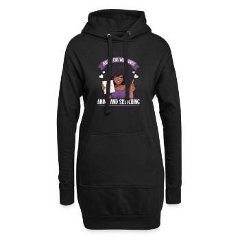 Juste une fille qui adore l’anime et dessine des otaku - Sweat-shirt à capuche long Femme - noir - Devant