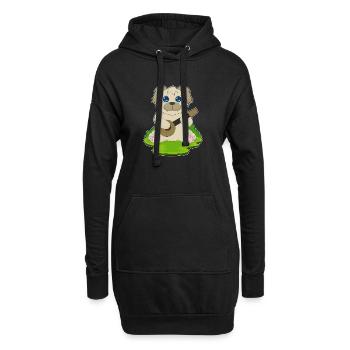 Hund Musiker Gitarre Musik - Hoodie-Kleid - Schwarz - Vorne