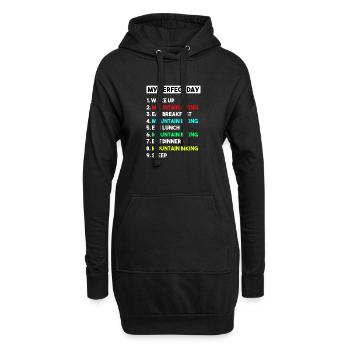 Mein perfekter Tag: Mountainbike-lustige MTB-Routine - Hoodie-Kleid - Schwarz - Vorne