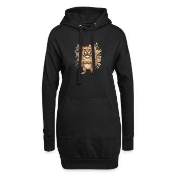 Wütende Wildkatze Cartoon Druck - Hoodie-Kleid - Schwarz - Vorne