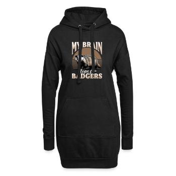 Funny Animal Badger - Hoodie-Kleid - Schwarz - Vorne