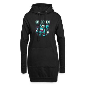 Six Seven 67 Meme Glitch Mascot Italian Brainrot - Hoodie-Kleid - Schwarz - Vorne