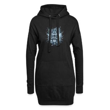 Dessin animé du Loup Bleu avec fond éclaboussé - Sweat-shirt à capuche long Femme - noir - Devant