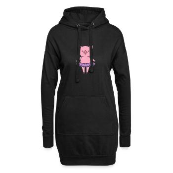 Süßes Schweinchen im Tutu - Hoodie-Kleid - Schwarz - Vorne