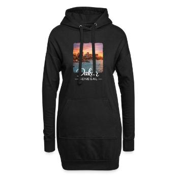Dakar Sonnenuntergang Küstenstadt - Hoodie-Kleid - Schwarz - Vorne