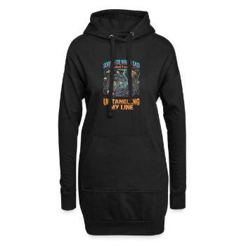 Entwirrte Schnur Angeln Humor - Hoodie-Kleid - Schwarz - Vorne