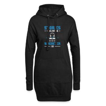 Hörbuch Geschenk Geschichten Reisen Buchliebhaber - Hoodie-Kleid - Schwarz - Vorne