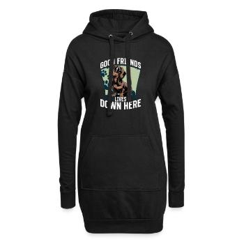 Teckel de race de chien drôle - Sweat-shirt à capuche long Femme - noir - Devant