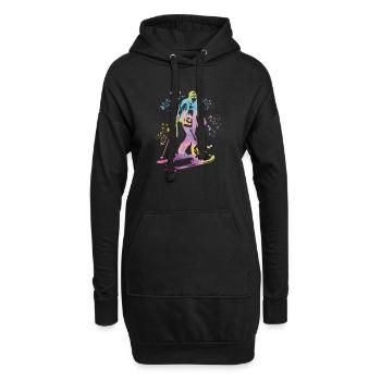Alpiner Skifahrer Wintersport Skitouren - Hoodie-Kleid - Schwarz - Vorne