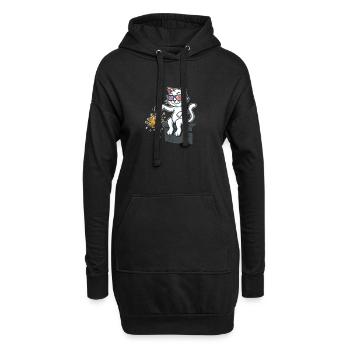 Chat roi avec des lunettes de soleil américaines - Sweat-shirt à capuche long Femme - noir - Devant