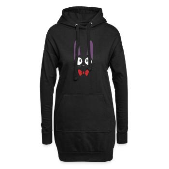 Cute black Jiji cat with red bow tie - Hoodie Dress - black - Front