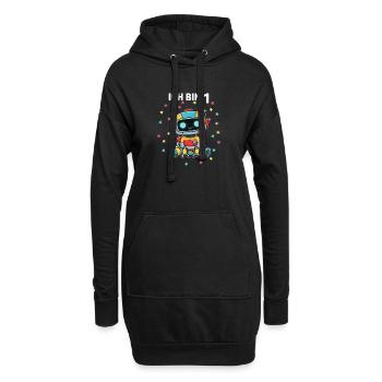 Ich bin 1 - Süßes Roboter zum 1. Geburtstag - Hoodie-Kleid - Schwarz - Vorne