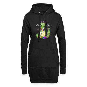 Bunter Drache isst Letztes Einhorn Humor - Hoodie-Kleid - Schwarz - Vorne