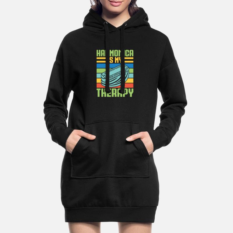 Funny Harmonica Player Is My Therapy Harmonica Hoodie-Kleid