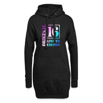 16e anniversaire Garçon Fille Adolescent Original 16 - Sweat-shirt à capuche long Femme - noir - Devant