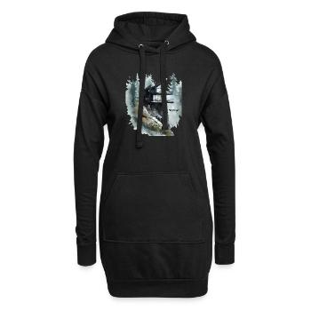 Évasion de la maison de verre sur la falaise - Sweat-shirt à capuche long Femme - noir - Devant