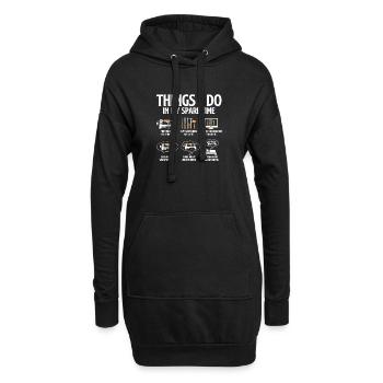 Holzdrehen-Freizeit-Drehkammer-Humor - Hoodie-Kleid - Schwarz - Vorne