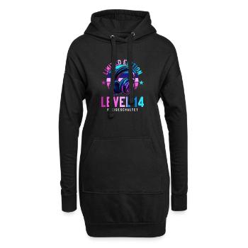 14. Geburtstag Junge Mädchen Gaming Level 14 Jahre - Hoodie-Kleid - Schwarz - Vorne