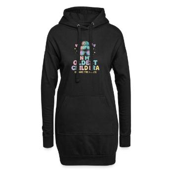 L’humour de la famille fille à l’ère de mon aîné - Sweat-shirt à capuche long Femme - noir - Devant