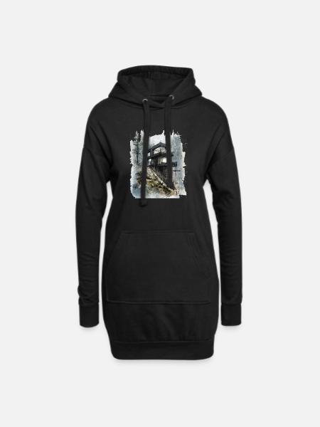Waldglashütte auf der Klippe - Hoodie-Kleid - Schwarz