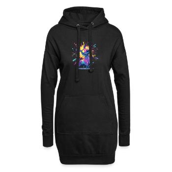 Galaktischer Farbhund - Hoodie-Kleid - Schwarz - Vorne