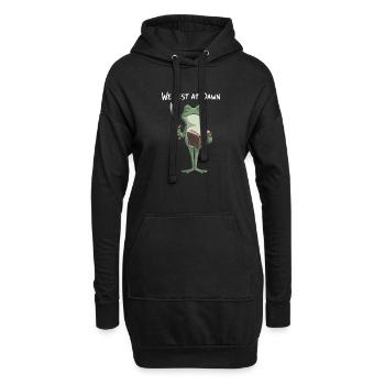 Lecture du Chevalier Grenouille à l’aube - Sweat-shirt à capuche long Femme - noir - Devant