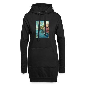 Paysage côtier italien des Cinque Terre - Sweat-shirt à capuche long Femme - noir - Devant