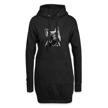 Bulldog Français Visage de Bully Blanc Noir - Sweat-shirt à capuche long Femme - noir - Devant
