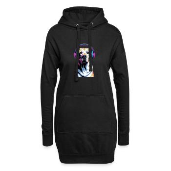 Labrador avec casque - Sweat-shirt à capuche long Femme - noir - Devant