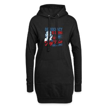 La démocratie qui meurt Un joli feu d’artifice Humour - Sweat-shirt à capuche long Femme - noir - Devant
