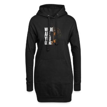 Where Are You Going? Hundeblick - Hoodie-Kleid - Schwarz - Vorne