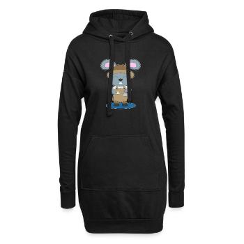Hase Kaffee Kaffeekanne - Hoodie-Kleid - Schwarz - Vorne