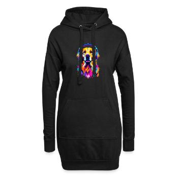 Golden Retriever avec des écouteurs - Sweat-shirt à capuche long Femme - noir - Devant