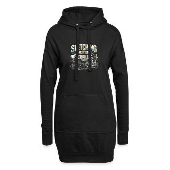 Croquis au lieu de défiler | Dessin urbain - Sweat-shirt à capuche long Femme - noir - Devant