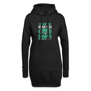 Ich hör dich nicht – Ich zocke - Hoodie-Kleid - Schwarz - Vorne