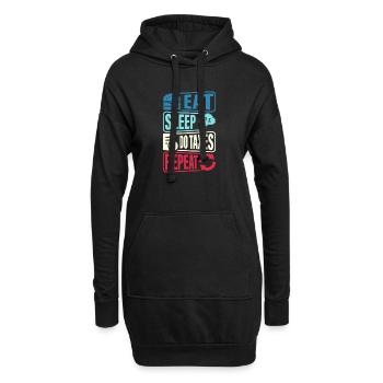 Essen Schlafen Steuern Wiederholen - Hoodie-Kleid - Schwarz - Vorne