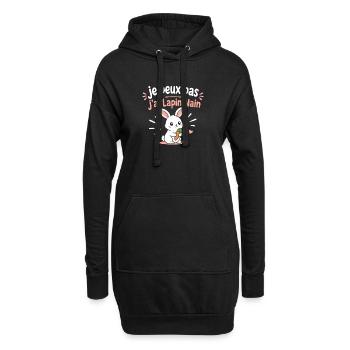 Je peux pas j'ai Lapin Nain - Sweat-shirt à capuche long Femme - noir - Devant