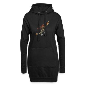 Weibliche Baseballerin Skizze - Hoodie-Kleid - Schwarz - Vorne