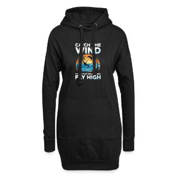 Fange Den Wind Verfolge Deine Träume Flug Ins Hoch - Hoodie-Kleid - Schwarz - Vorne
