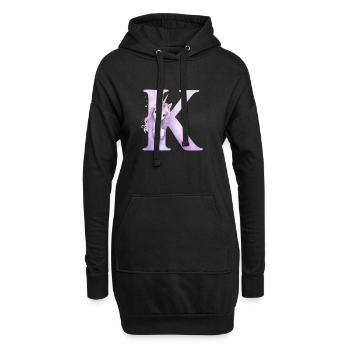 Licorne Violette Lettre K - Sweat-shirt à capuche long Femme - noir - Devant