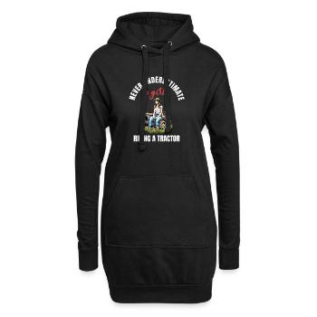 Fille en train de faire de l’agriculture en tracteur - Sweat-shirt à capuche long Femme - noir - Devant