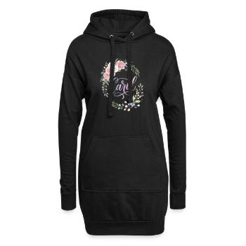 Couronne florale de Carol avec lettres - Sweat-shirt à capuche long Femme - noir - Devant
