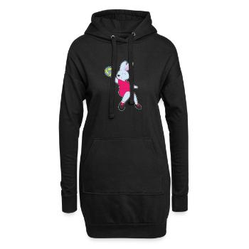 Hase Volleyballspieler Volleyball - Hoodie-Kleid - Schwarz - Vorne