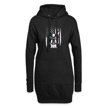 Boston Terrier USA Lunettes de soleil Patriotique Cool - Sweat-shirt à capuche long Femme - noir - Devant