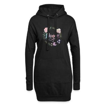 Donna : Couronne de fleurs pastel - Sweat-shirt à capuche long Femme - noir - Devant