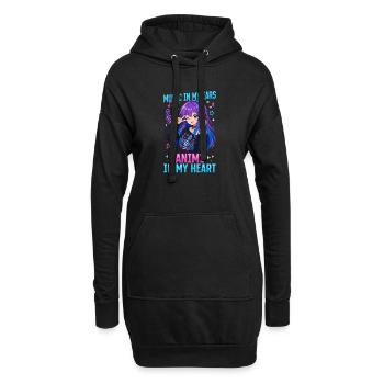 Anime et musique Chibi - Sweat-shirt à capuche long Femme - noir - Devant